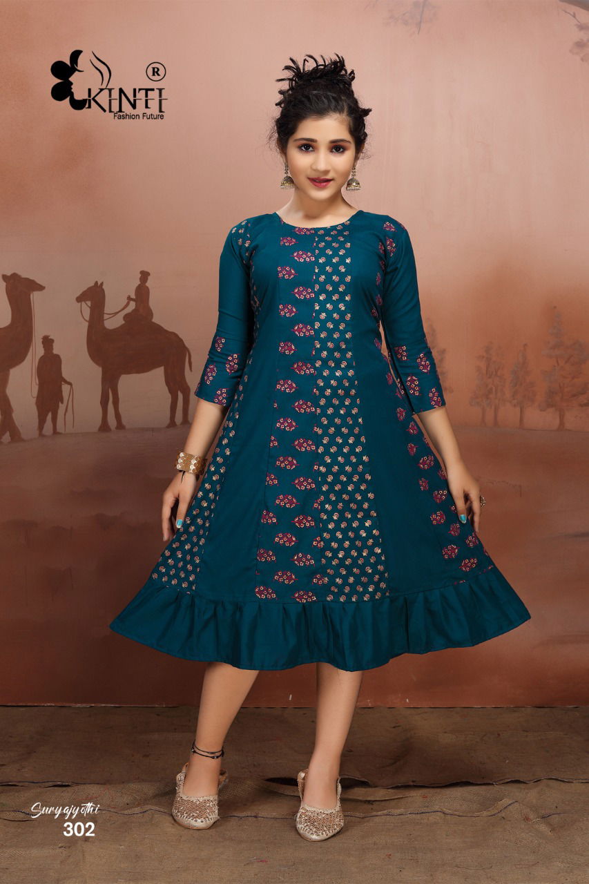 Kinti Suryajyothi New Exclusive Wear Rayon Printed Kids Kurti Collection